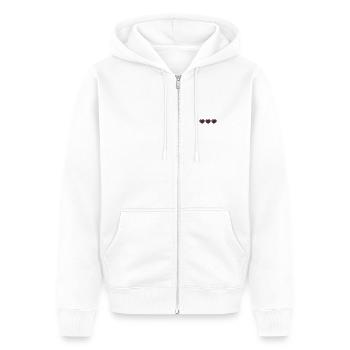 Three Lives - Unisex Premium Organic Zip Hoodie - white - Front - Thijin (182cm) & Selfina (174cm)