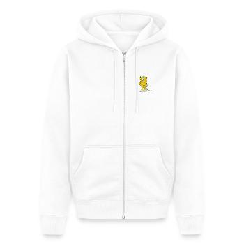 Janosch Little Tiger Embroidery - Unisex Premium Organic Zip Hoodie - white - Front - Thijin (182cm) & Selfina (174cm)