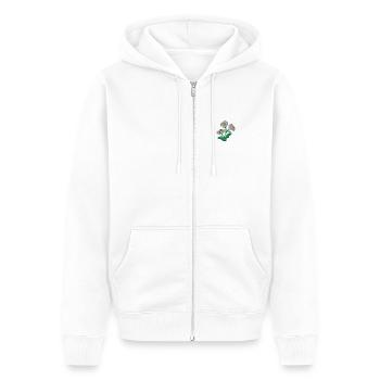 Pâquerette - Veste à capuche bio Premium Unisexe - blanc - Devant - Thijin (182cm) & Selfina (174cm)