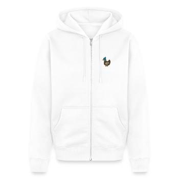 Ente bestickt - Unisex Premium Bio Zip Hoodie - Weiß - Vorne - Thijin (182cm) & Selfina (174cm)