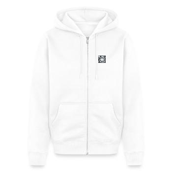 Asterix & Obelix Stickmotiv Obelix - Unisex Premium Bio Zip Hoodie - Weiß - Vorne - Thijin (182cm) & Selfina (174cm)