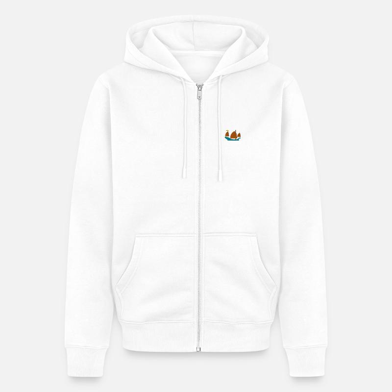 Sailing ship - Unisex Premium Bio Zip Hoodie - Weiß