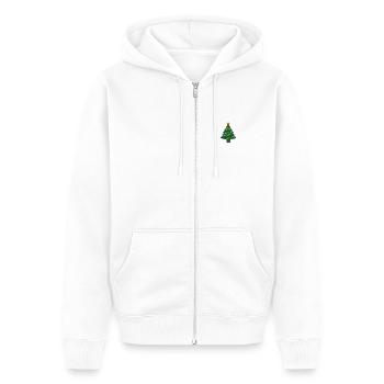 Weihnachtsbaum bestickt - Unisex Premium Bio Zip Hoodie - Weiß - Vorne - Thijin (182cm) & Selfina (174cm)