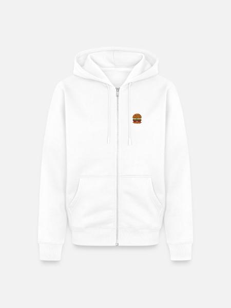 Burger brodé - Veste à capuche bio Premium Unisexe - blanc