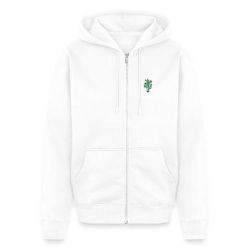 Cactus 1 - Unisex Premium Organic Zip Hoodie - white - Front - Thijin (182cm) & Selfina (174cm)