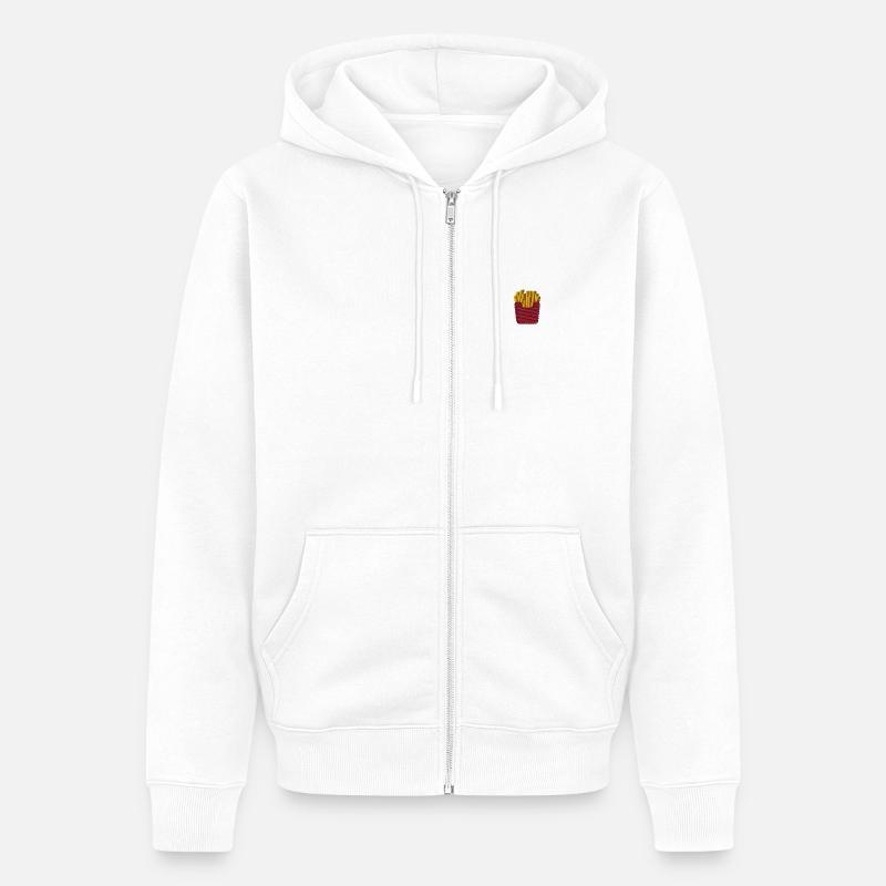 Frites brodées - Veste à capuche bio Premium Unisexe - blanc