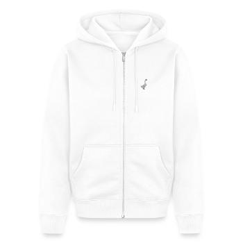 Goose embroidered - Unisex Premium Organic Zip Hoodie - white - Front - Thijin (182cm) & Selfina (174cm)