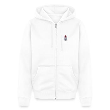Schneemann bestickt - Unisex Premium Bio Zip Hoodie - Weiß - Vorne - Thijin (182cm) & Selfina (174cm)