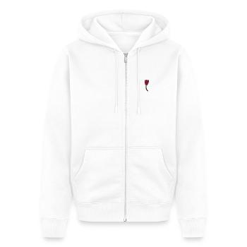 Tulpe bestickt - Unisex Premium Bio Zip Hoodie - Weiß - Vorne - Thijin (182cm) & Selfina (174cm)