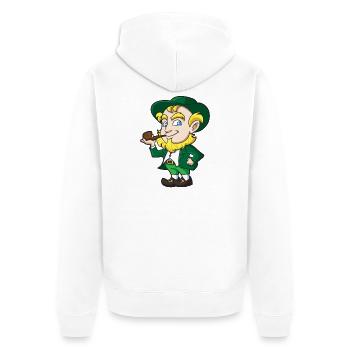 Leprechaun Pipe Charm - Unisex Premium Organic Zip Hoodie - white - Back - Thijin (182cm)