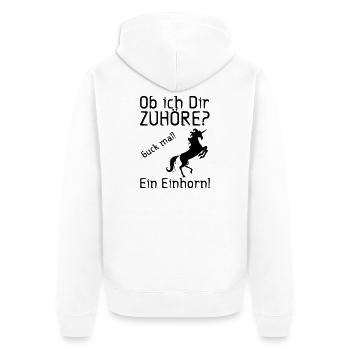 Guck mal! Ein Einhorn! Geschenk - Unisex Premium Bio Zip Hoodie - Weiß - Hinten - Thijin (182cm)