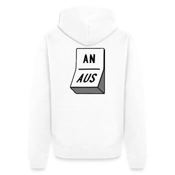 2541614 15643289 schalter - Unisex Premium Bio Zip Hoodie - Weiß - Hinten - Thijin (182cm)