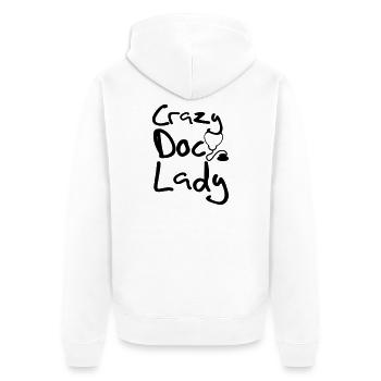 Crazy Doc Lady Doktor Arzt Medizin Geschenk - Unisex Premium Bio Zip Hoodie - Weiß - Hinten - Thijin (182cm)