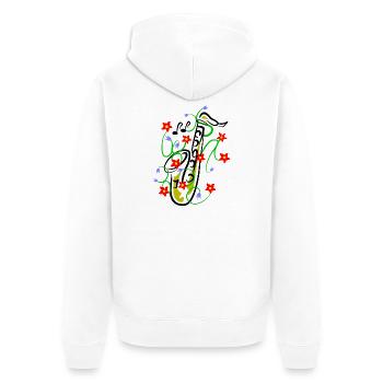 Saxophon Design - Unisex Premium Bio Zip Hoodie - Weiß - Hinten - Thijin (182cm)