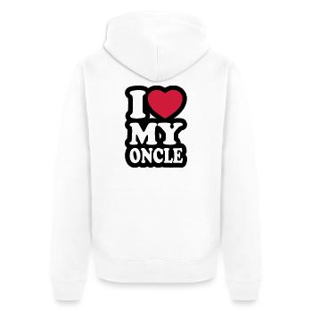 I love my oncle - Ich liebe meinen Onkel - Unisex Premium Bio Zip Hoodie - Weiß - Hinten - Thijin (182cm)