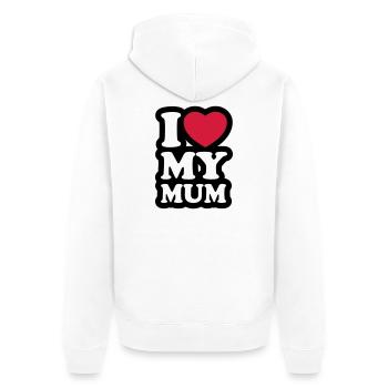 I love my mum - Ich liebe meine Mama - Unisex Premium Bio Zip Hoodie - Weiß - Hinten - Thijin (182cm)