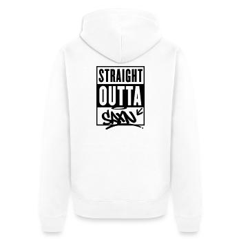 straight outta saxn sachsen - Unisex Premium Bio Zip Hoodie - Weiß - Hinten - Thijin (182cm)