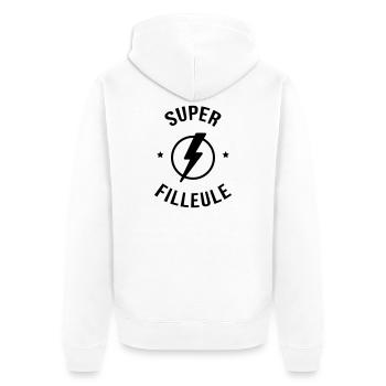 Patin / Pate / Patentochter / Patensohn - Unisex Premium Bio Zip Hoodie - Weiß - Hinten - Thijin (182cm)