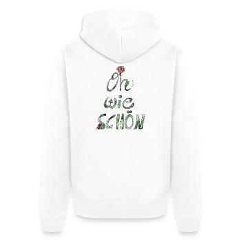 Oh wie schön! Lieber Spruch Kompliment mit Rose - Unisex Premium Bio Zip Hoodie - Weiß - Hinten - Thijin (182cm)