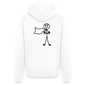 Super young or man and cape with arms crossed - Unisex Premium Organic Zip Hoodie - white - Back - Thijin (182cm)