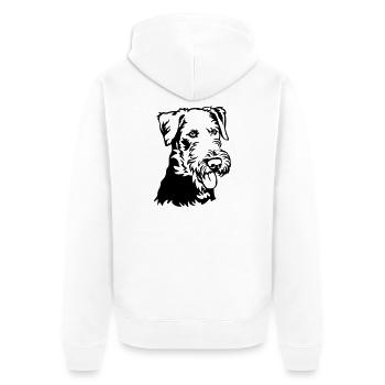Airedale Terrier Head - Unisex Premium Organic Zip Hoodie - white - Back - Thijin (182cm)
