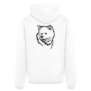 Akita Kopf - Unisex Premium Bio Zip Hoodie - Weiß - Hinten - Thijin (182cm)