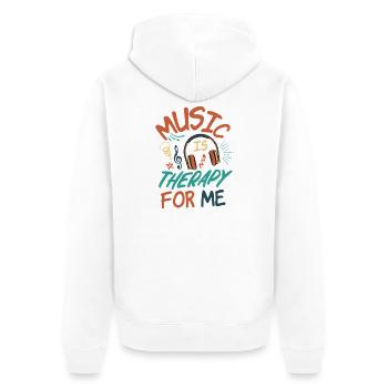 Musik ist Therapie für mich - Unisex Premium Bio Zip Hoodie - Weiß - Hinten - Thijin (182cm)