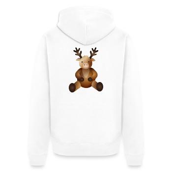goldiges Rentier als tierischer Begleiter - Unisex Premium Bio Zip Hoodie - Weiß - Hinten - Thijin (182cm)