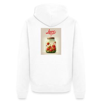Fraises dans un pot d’amour - Veste à capuche bio Premium Unisexe - blanc - Dos - Thijin (182cm)
