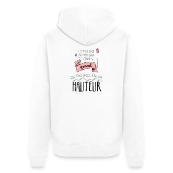 Etre à la hauteur - Veste à capuche bio Premium Unisexe - blanc - Dos - Thijin (182cm)