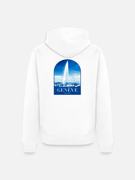 Geneva JetdEau Harbour Motif - Unisex Premium Organic Zip Hoodie - white