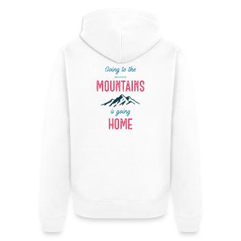 In die Berge zu gehen ist nach Hause zu gehen - Unisex Premium Bio Zip Hoodie - Weiß - Hinten - Thijin (182cm)