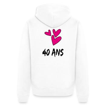 40. 40 ANS. 40e ANNIVERSAIRE. ANNIVERSAIRE 40 ANS. - Veste à capuche bio Premium Unisexe - blanc - Dos - Thijin (182cm)