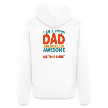 Proud Paternal Celebratory T-Shirt - Unisex Premium Organic Zip Hoodie - white - Back - Thijin (182cm)