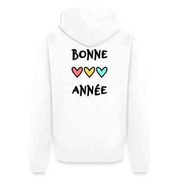 NOËL. ANNEE. ANNIVERSAIRE. RETRAITE. PAPA. MAMAM. - Veste à capuche bio Premium Unisexe - blanc - Dos - Thijin (182cm)