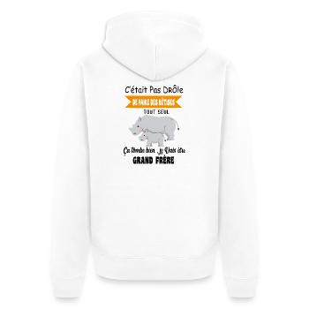 Enfant Annonce grossesse humour futur grand frère - Veste à capuche bio Premium Unisexe - blanc - Dos - Thijin (182cm)