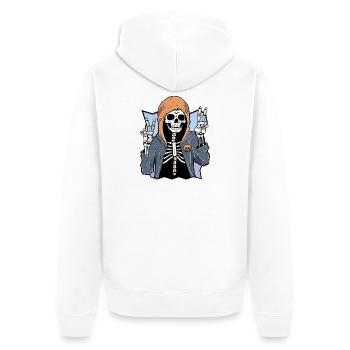 Skeleton with Hoodie - Unisex Premium Bio Zip Hoodie - Weiß - Hinten - Thijin (182cm)
