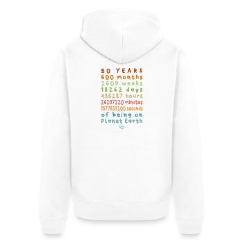 50 Years Anniversary - Unisex Premium Organic Zip Hoodie - white - Back - Thijin (182cm)