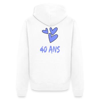 40. 40 YEARS. 40th ANNIVERSARY. 40TH ANNIVERSARY. - Unisex Premium Organic Zip Hoodie - white - Back - Thijin (182cm)