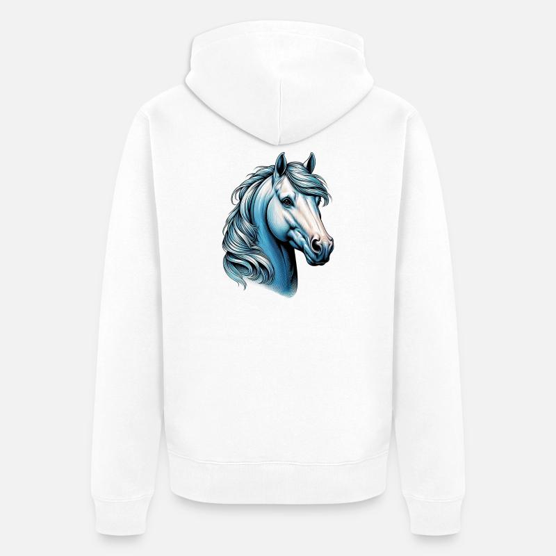 Pferd - Unisex Premium Bio Zip Hoodie - Weiß