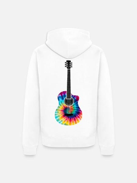 Mehrfarbiges Batik-Gitarrendesign - Unisex Premium Bio Zip Hoodie - Weiß