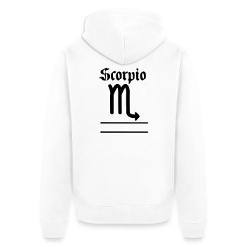 Skorpion Sternzeichen Textbanner - Unisex Premium Bio Zip Hoodie - Weiß - Hinten - Thijin (182cm)