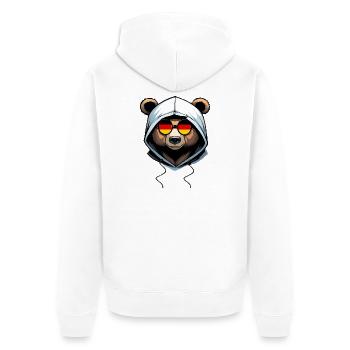 Ours portant un sweat à capuche - Veste à capuche bio Premium Unisexe - blanc - Dos - Thijin (182cm)