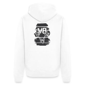 retro v8 Auto musclecars Motor vintage Symbol Logo - Unisex Premium Bio Zip Hoodie - Weiß - Hinten - Thijin (182cm)