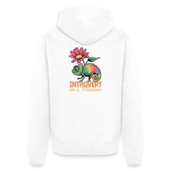 Introvert on a Mission – Chameleon Power - Unisex Premium Organic Zip Hoodie - white - Back - Thijin (182cm)