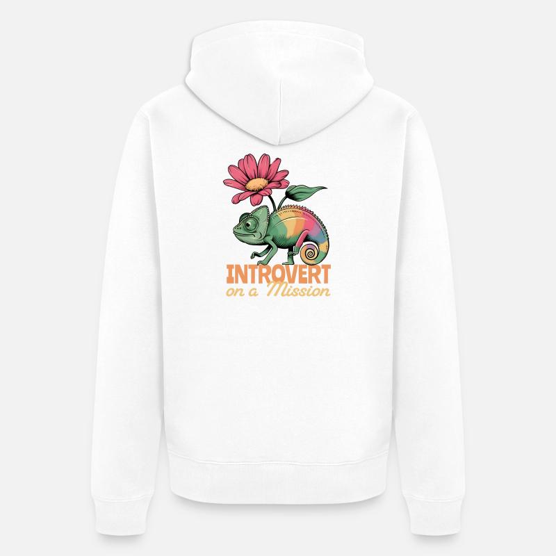 Introverti en mission – Chameleon Power - Veste à capuche bio Premium Unisexe - blanc