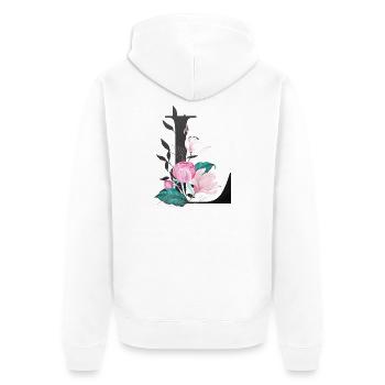 Elegant letter 'L' with flowers - Unisex Premium Organic Zip Hoodie - white - Back - Thijin (182cm)