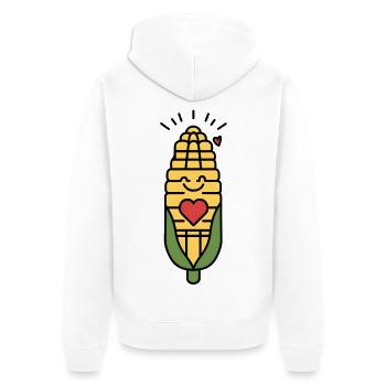 Maïs souriant avec cœur - Veste à capuche bio Premium Unisexe - blanc - Dos - Thijin (182cm)