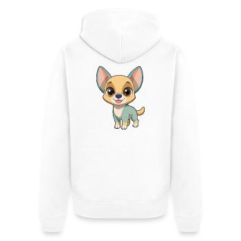 Adorable cartoon chiwawa aux grands yeux - Veste à capuche bio Premium Unisexe - blanc - Dos - Thijin (182cm)