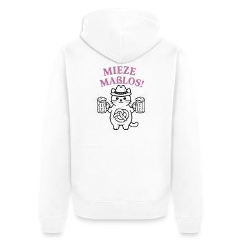 Mieze maßlos! - Bayerisches Partyshirt - Unisex Premium Bio Zip Hoodie - Weiß - Hinten - Thijin (182cm)